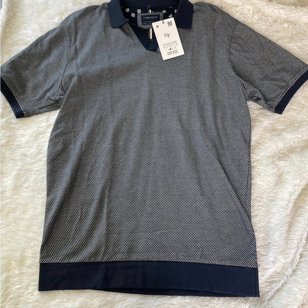 Denim & Flower Navy and White Polo Shirt